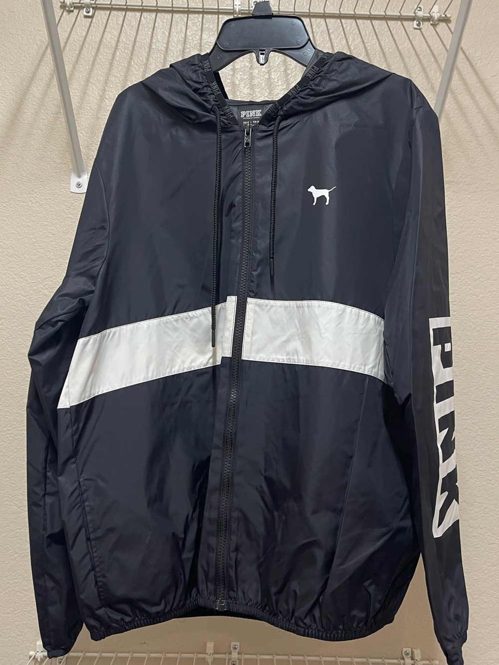 PINK Victoria's Secret Black Anorak Windbreaker Jacket